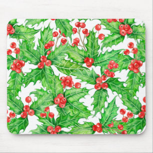 Holly berry, vattenfärg jul mönster musmatta