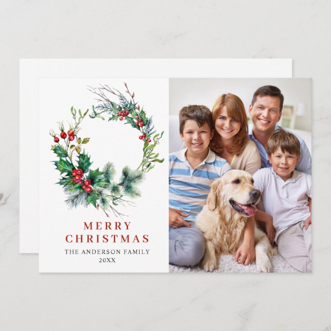 Holly Berry Wandejul Hälsning PHOTO Julkort (Fram/baksida)