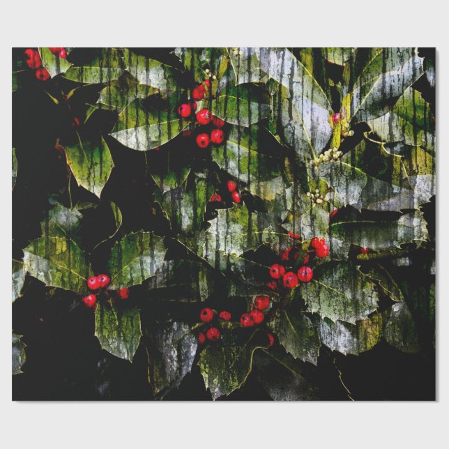 Holly Berry Wrapping Papper, 30 tum x 6' Presentpapper (Platt)