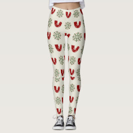 Holly Bird & Snowflake Christmas Leggings Women