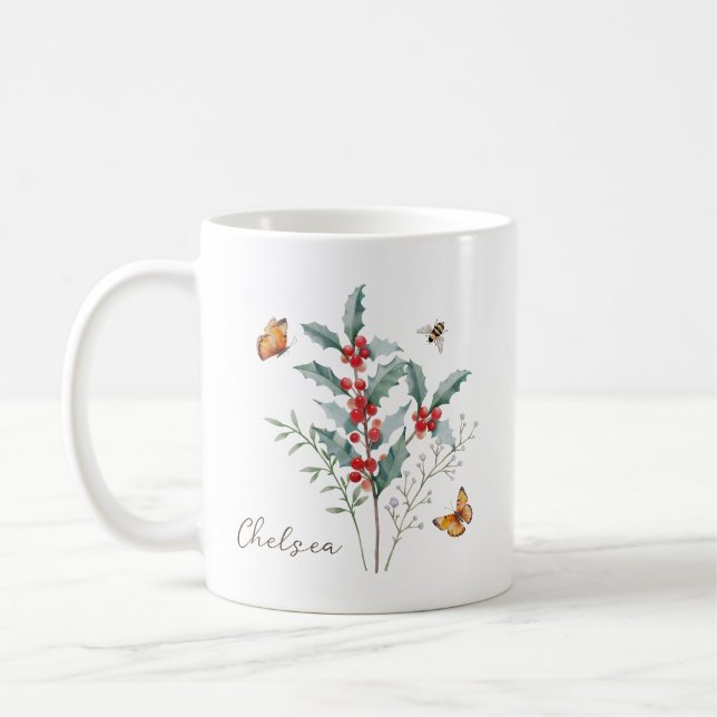 Holly Birth Month Flower Kaffemugg (Vänster)