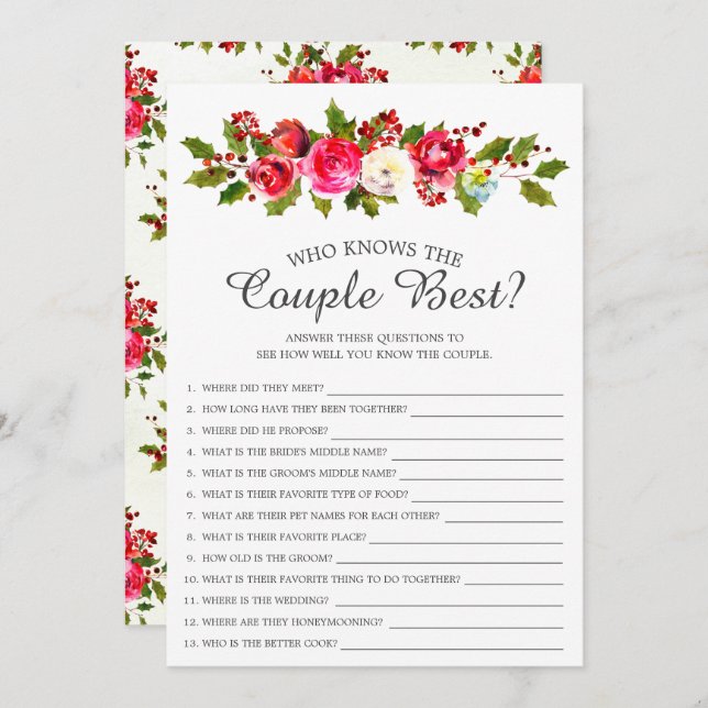 Holly Blommigt som känner till bästa Möhippa-spel  Inbjudningar (Fram/baksida)