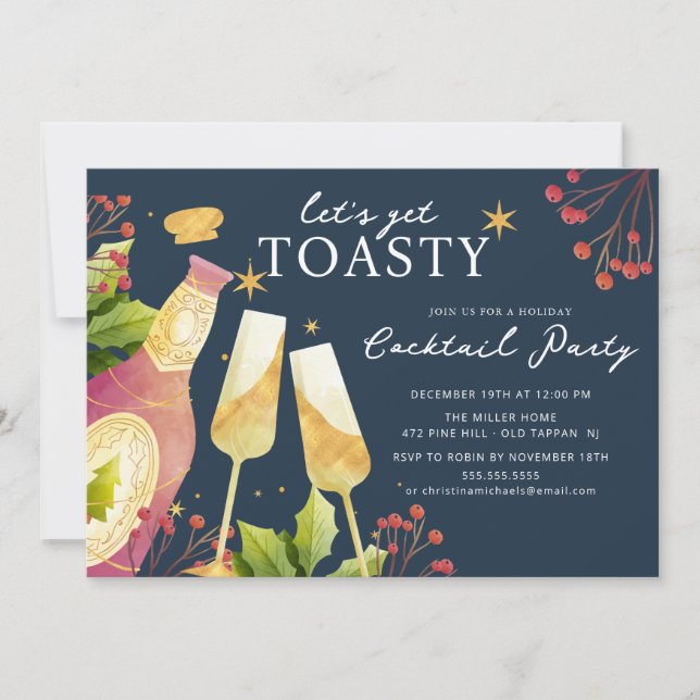 Holly & Bubbles Cocktail Party Inbjudningar (Framsida)