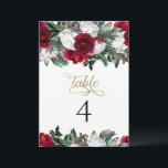 HOLLY Burgundy Winter Blommigt Bordsnummer Cards<br><div class="desc">Det här bordsnumret har rik-blommigtar för burgundi och vit vinter parvis med ett elegant guld-skriptteckensnitt för kalligrafi. Redigera bordsnumret enkelt och lägg till "kvantitet 1" i kundvagnen. Ändra numret och upprepa för hela borden. Det här bordsnumret är perfekten som tillägg till din jultid eller till bröllop eller evenemanget i december....</div>