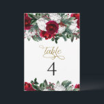 HOLLY Burgundy Winter Blommigt Bordsnummer Cards<br><div class="desc">Det här bordsnumret har rik-blommigtar för burgundi och vit vinter parvis med ett elegant guld-skriptteckensnitt för kalligrafi. Redigera bordsnumret enkelt och lägg till "kvantitet 1" i kundvagnen. Ändra numret och upprepa för hela borden. Det här bordsnumret är perfekten som tillägg till din jultid eller till bröllop eller evenemanget i december....</div>