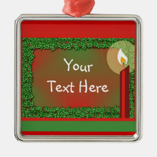 Holly & Candle jul Ornament