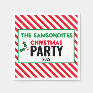 Holly Candy cane Roligt, Anpassningsbar Napkin, Pa Pappersservett