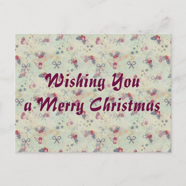 Holly, Cherries och Bows julkort Helg Vykort (Framsida)