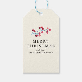Holly Cherry God jul Personlig Family Presentetikett