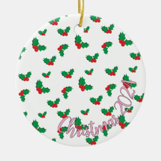 Holly Christmas 2024 tree ornament PINK