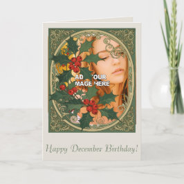 Holly Christmas Red Berry Decorative Holiday Desig Kort