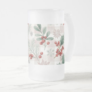 Holly Christmas Snow Watercolor Frostat Ölglas