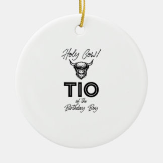 Holly Cow Tio på födelsedagskorgens höglandskon 1: Julgransprydnad Keramik