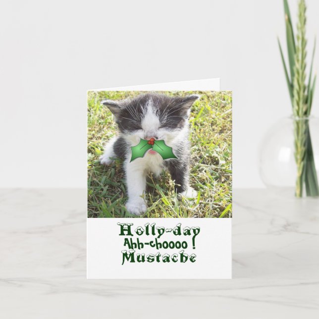 Holly-day Mustache Helgkort (Framsida)