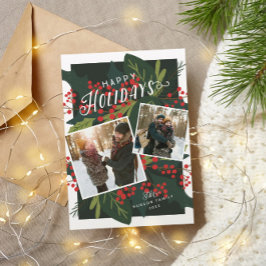 Holly Days Berry Tiled 2 Photo Snapshots Julkort