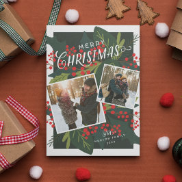 Holly Days | God jul-lutat 2 foto Julkort