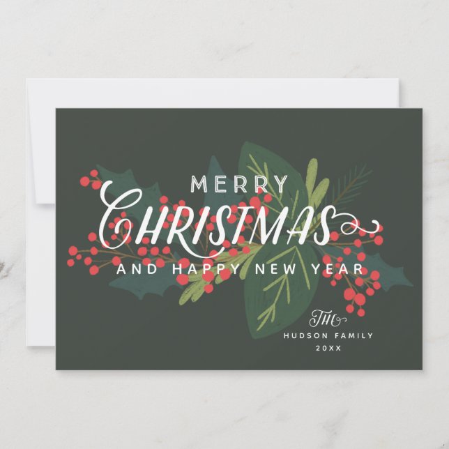 Holly Days | God jul nyår Botanier Julkort (Framsida)
