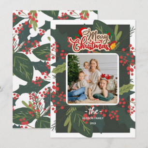 Holly Days God jul Photo Julkort