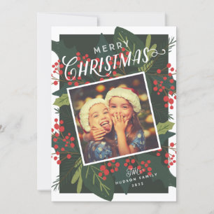 Holly Days Lutat foto med God jul Julkort