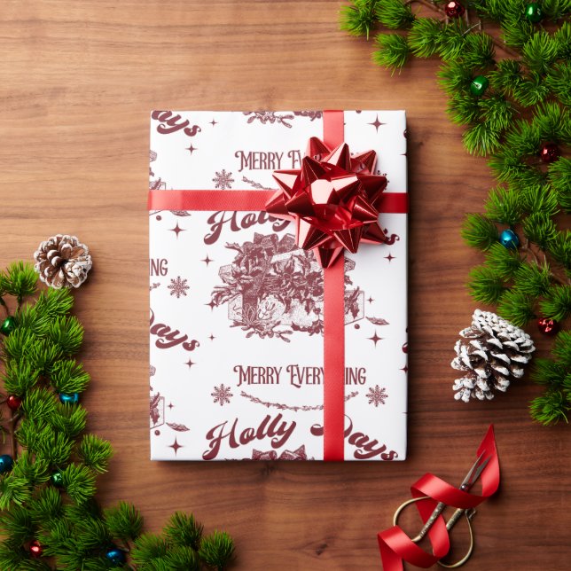 Holly Days Vintage Christmas Presentpapper (Julgåva)