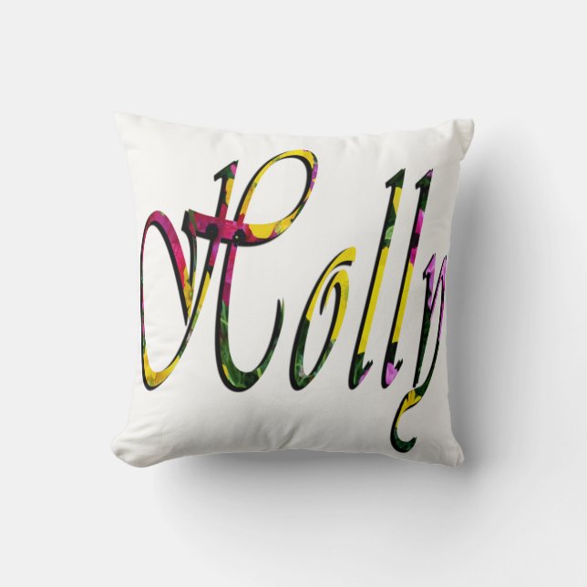 Holly, Flickor, Namn, Logotyp, White Throw Cushion Kudde (Framsida)
