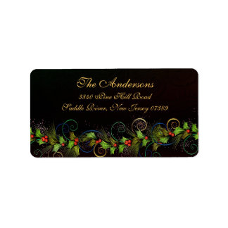 Holly Flourish jul Address Label Adressetikett