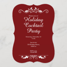 Holly Flourish Red Helgdag Cocktail-inbjudan