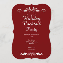 Holly Flourish Red Helgdag Cocktail-inbjudan Inbjudningar