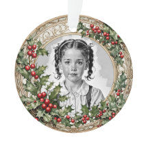 Holly Framed Anpassningsbar jul Photo Round Acryli