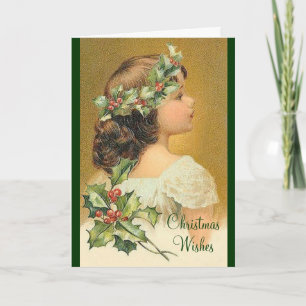 Holly Girl Old Fashiged-julkort Helgkort