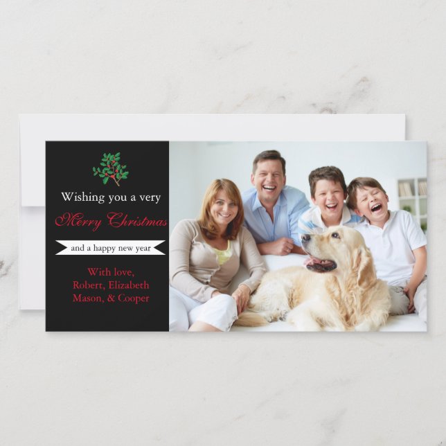 Holly "God jul" Black - Fotokort Julkort (Framsida)