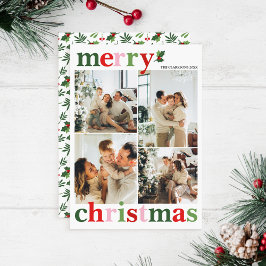 Holly God jul Bright Roligt Family Julkort