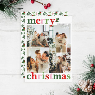 Holly God jul Bright Roligt Family Julkort