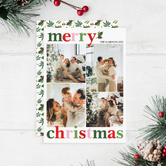 Holly God jul Bright Roligt Family Julkort