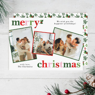 Holly God jul Bright Roligt Family Julkort