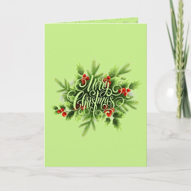 Holly God jul Card Kort (Framsida)