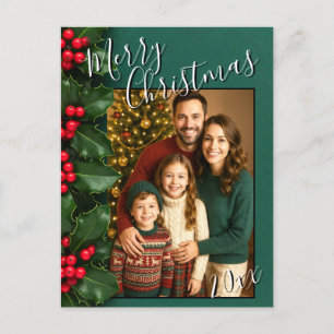 Holly God jul Helgdag Photo Postcard Helg Vykort