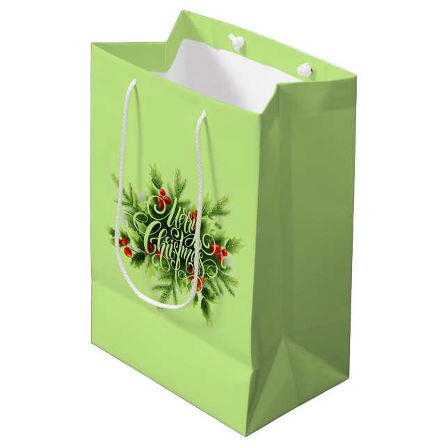 Holly God jul Medium Gift Bag (Framsidan Vinklad)