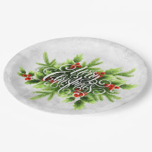 Holly God jul Papper Plate