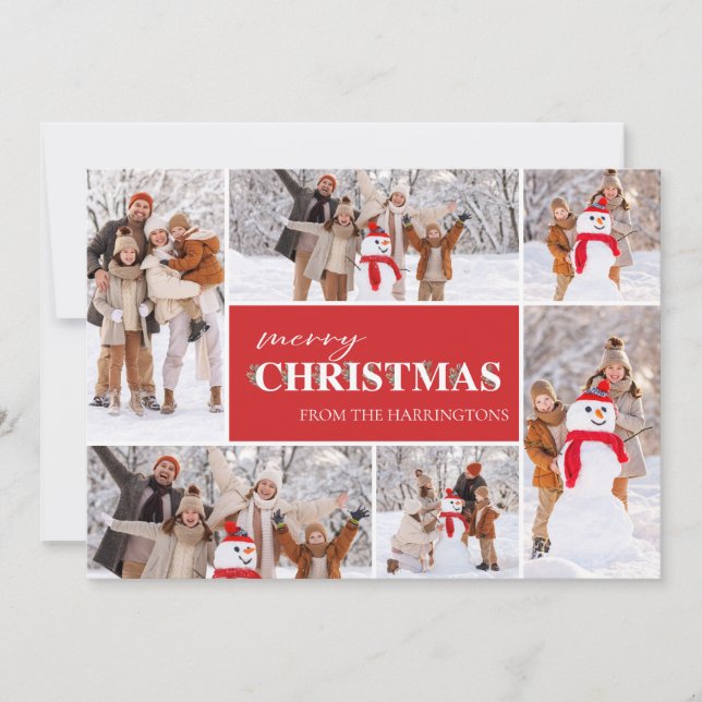 Holly God jul Photo Collage Photo Card Julkort (Framsida)