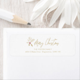 Holly God jul Whimsical Typography Quote Returadress Etikett