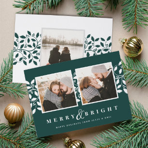 Holly Gräns Helgdag-fotokort Julkort