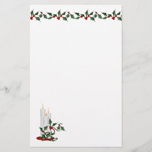 Holly Gräns och Helgdag Candle Brevpapper