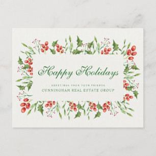 Holly Gräs & Berry Holiday Greetings Vykort