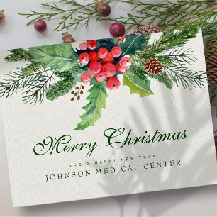 Holly Gräs & Berry Medical Holiday Greetings Vykort