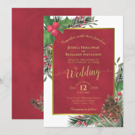 Holly & Gräs Elegant Julvörsbröllop Inbjudningar