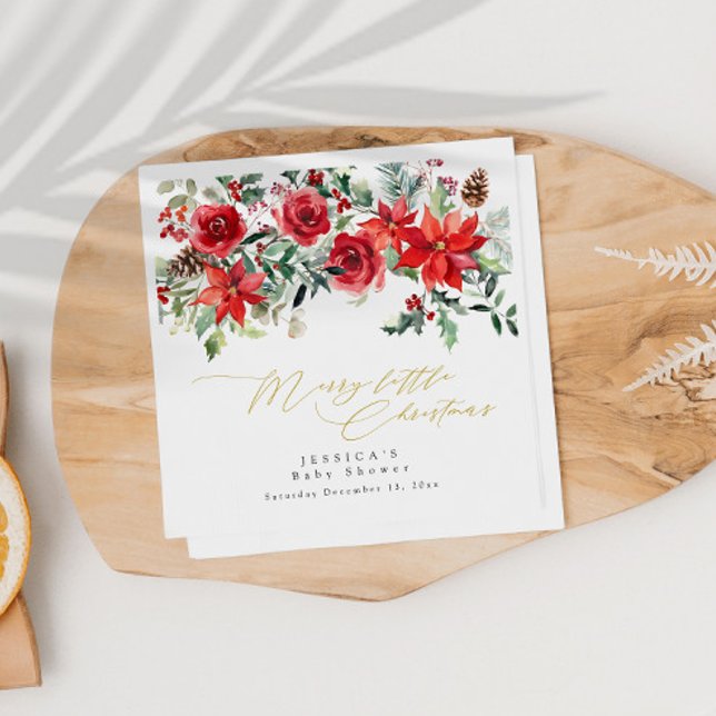 Holly Greenery jul Baby Shower-inbjudan Pappersservett (Skapare uppladdad)