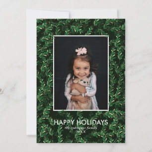 Holly Greenery jul Photo Helgdag Card Julkort