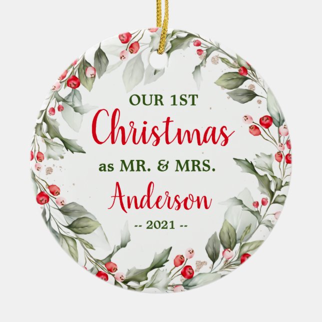 Holly Greenery | Photo jul Ceramic Ornaments Julgransprydnad Keramik (Framsidan)