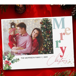 Holly Grenar, ett familjefoto jul Julkort